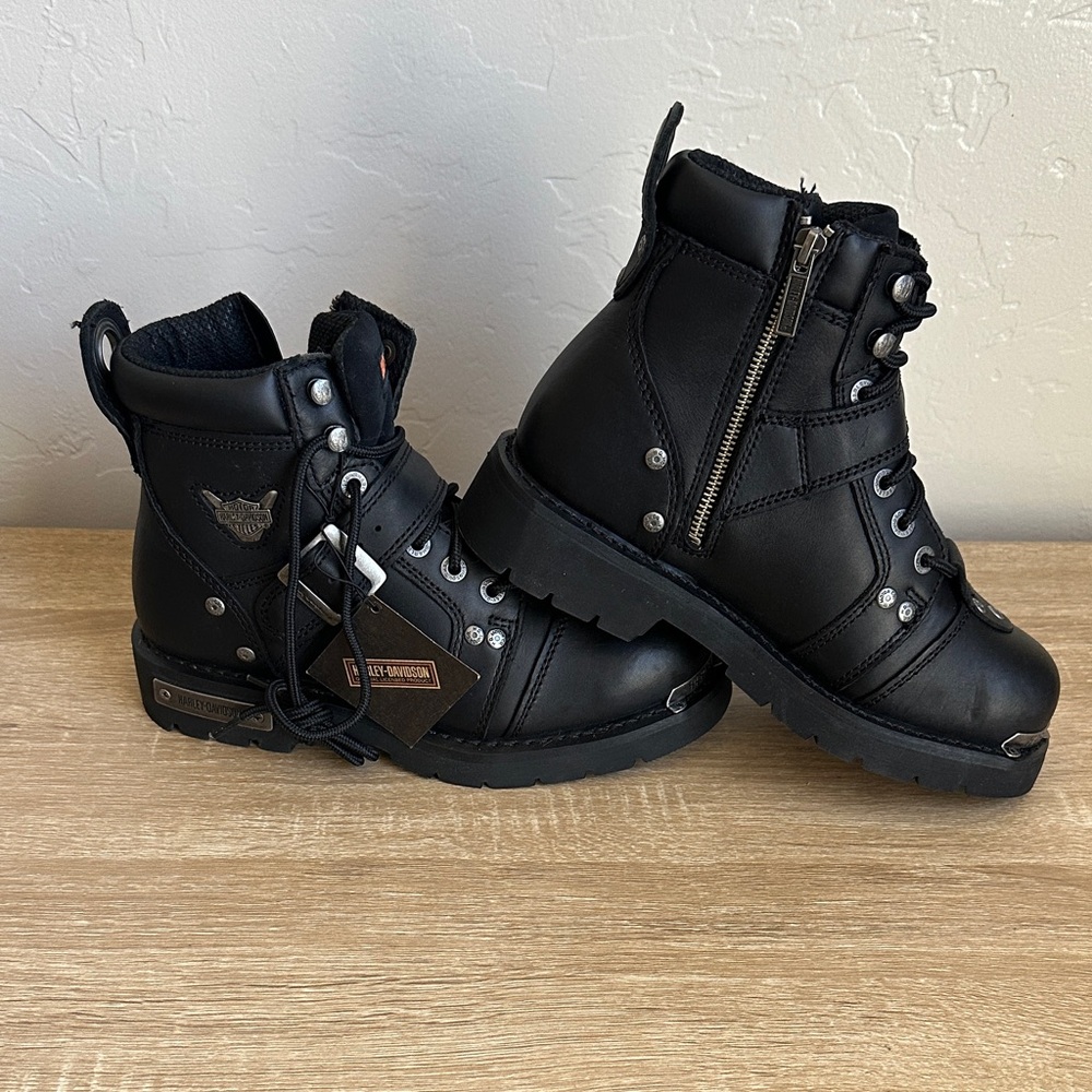 Harley-Davidson Black Leather Ankle Boots